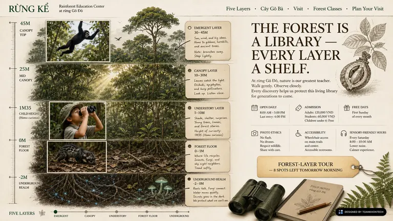 RỪNG KỂ — The forest is a library — every layer a shelf.