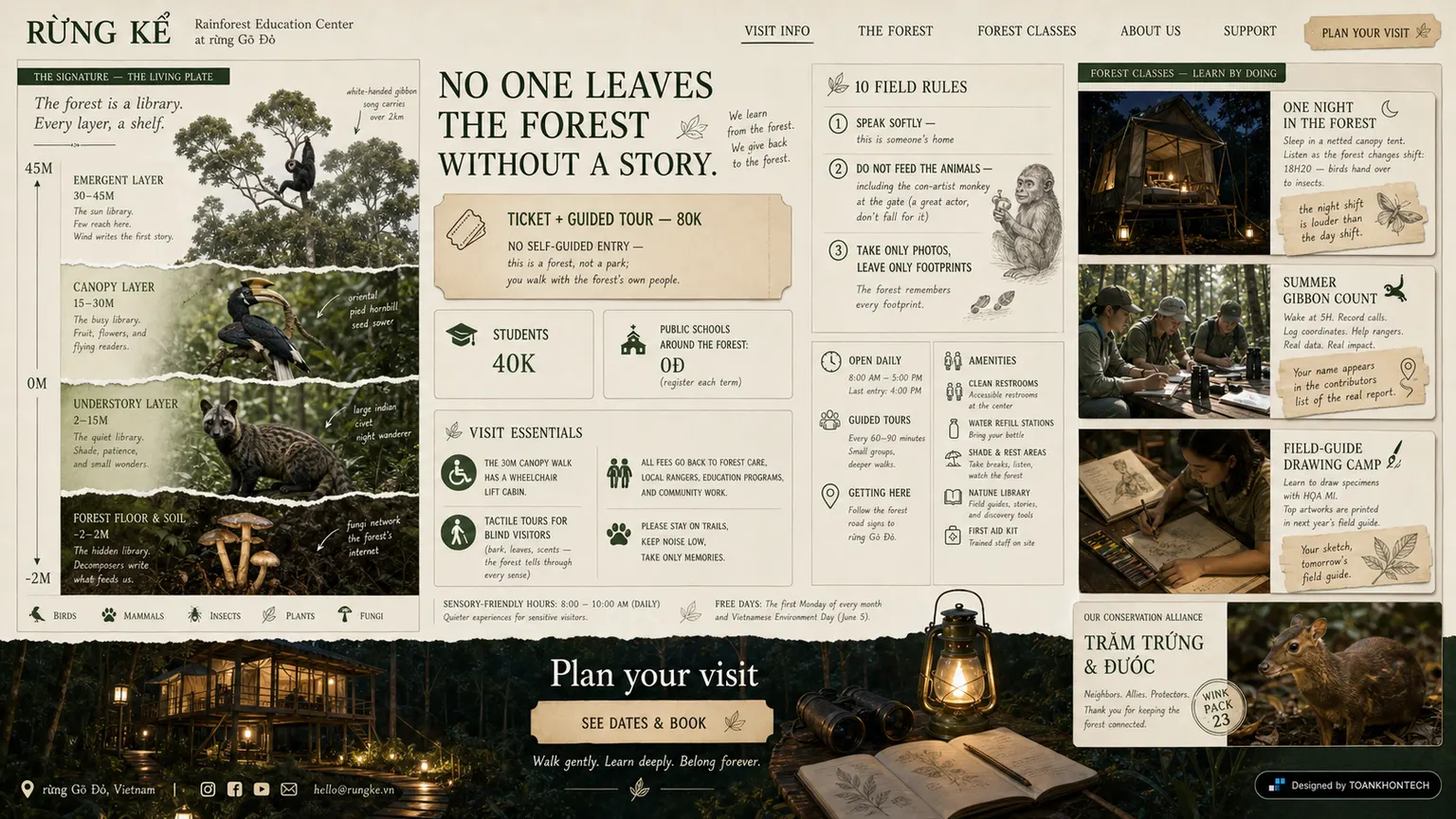RỪNG KỂ website concept artboard focused on programme and events