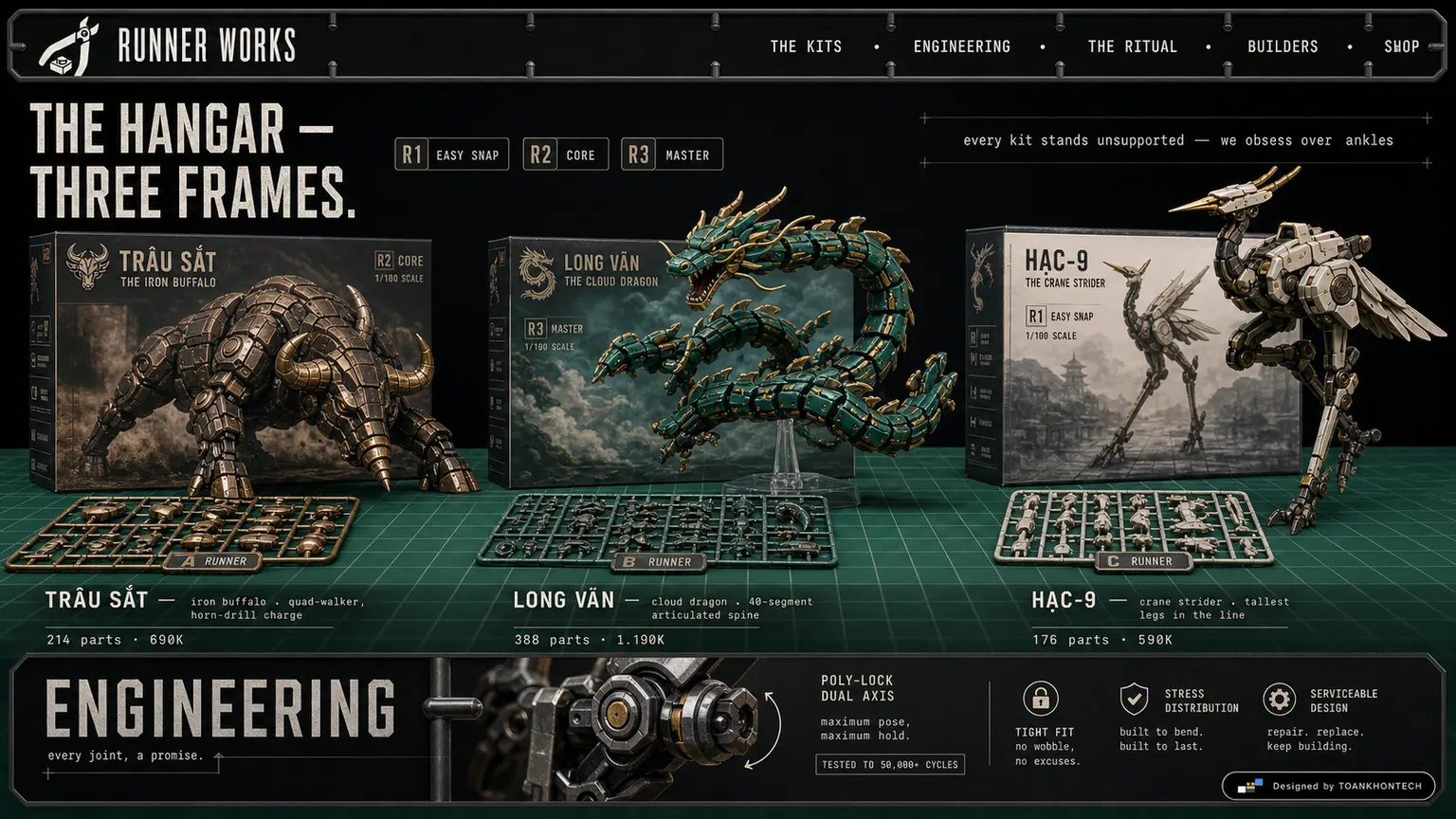 RUNNER WORKS website concept artboard focused on kits