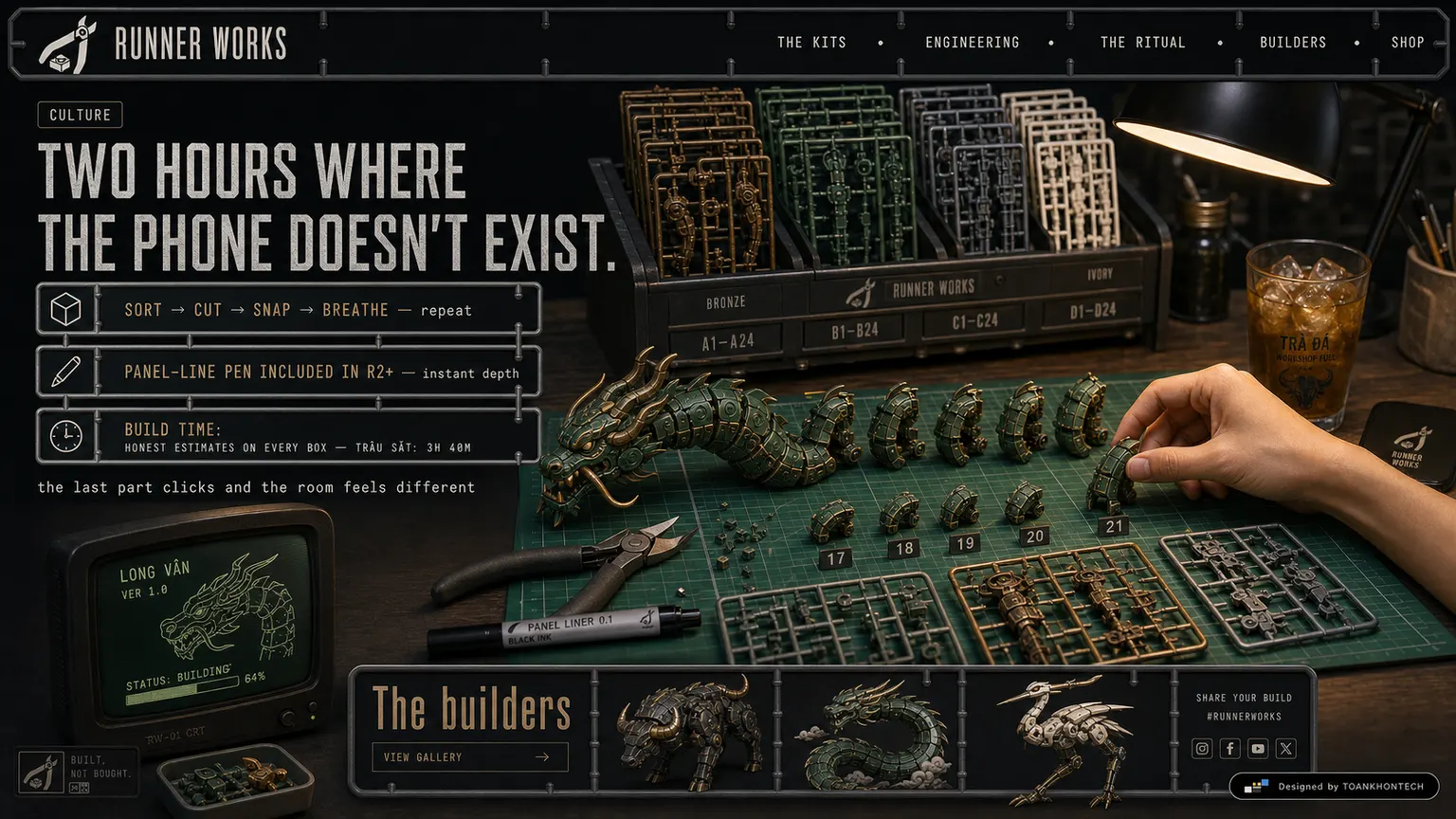 RUNNER WORKS website concept artboard focused on ritual