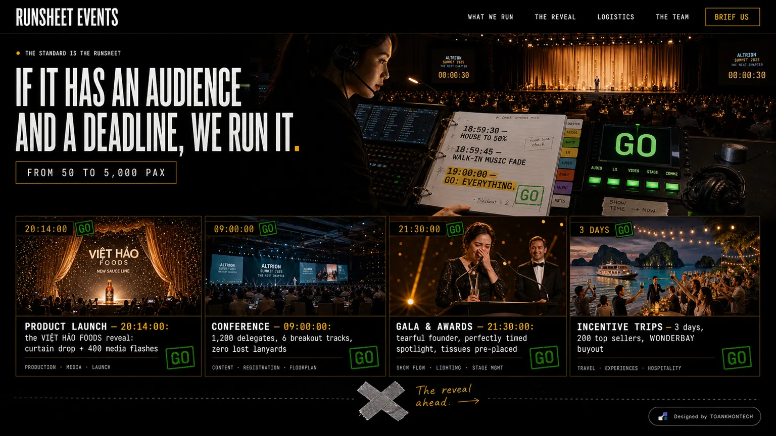 RUNSHEET EVENTS website concept artboard focused on whatwerun