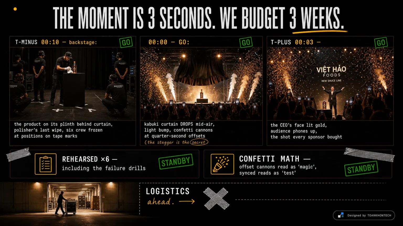 RUNSHEET EVENTS website concept artboard focused on thereveal
