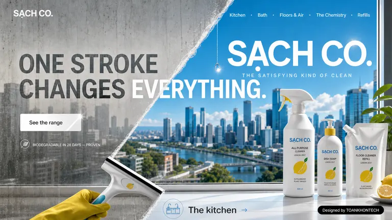 SẠCH CO. — The satisfying kind of clean — biodegradable in 28 days, proven.