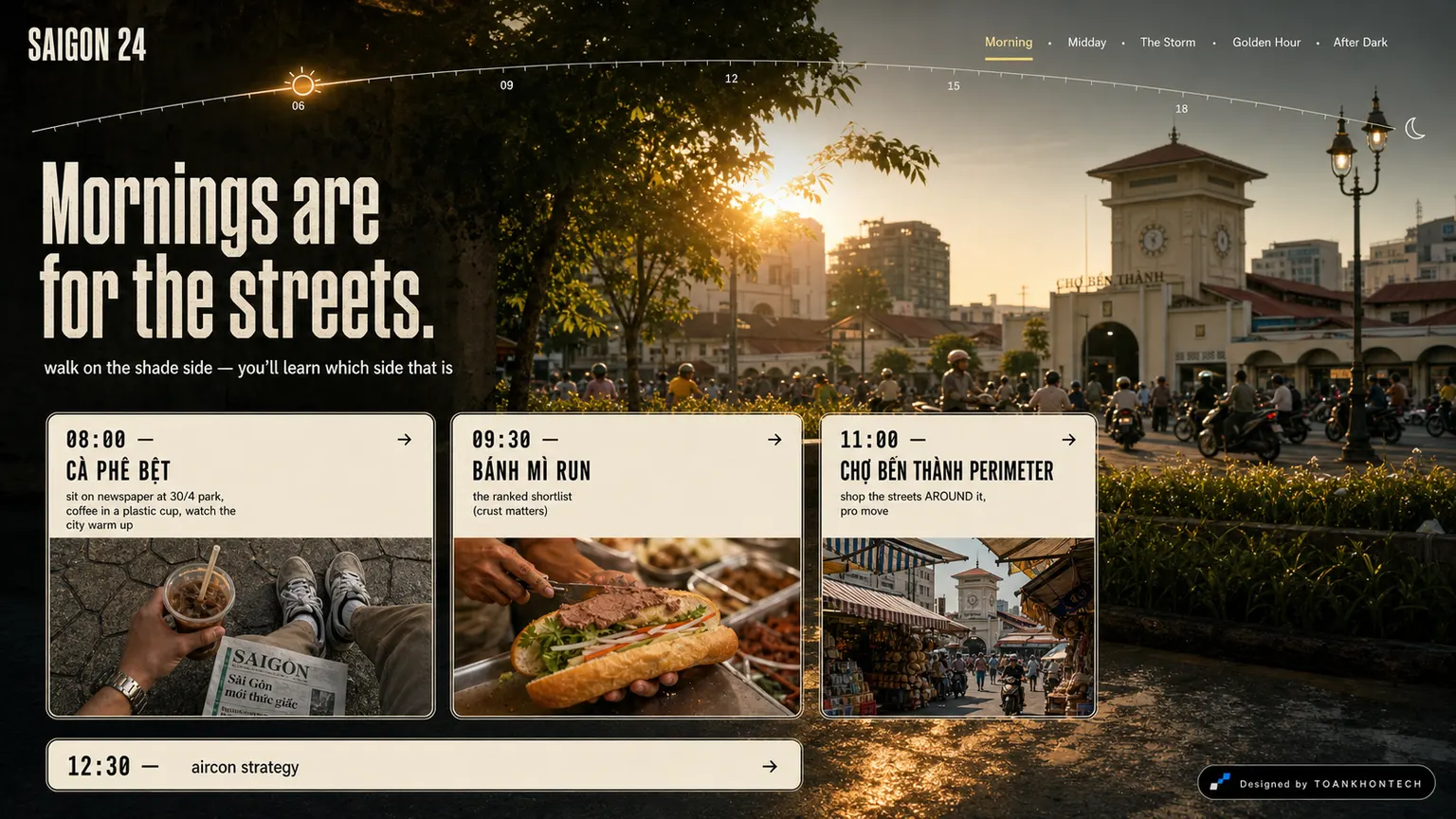 SAIGON 24 website concept artboard focused on morning