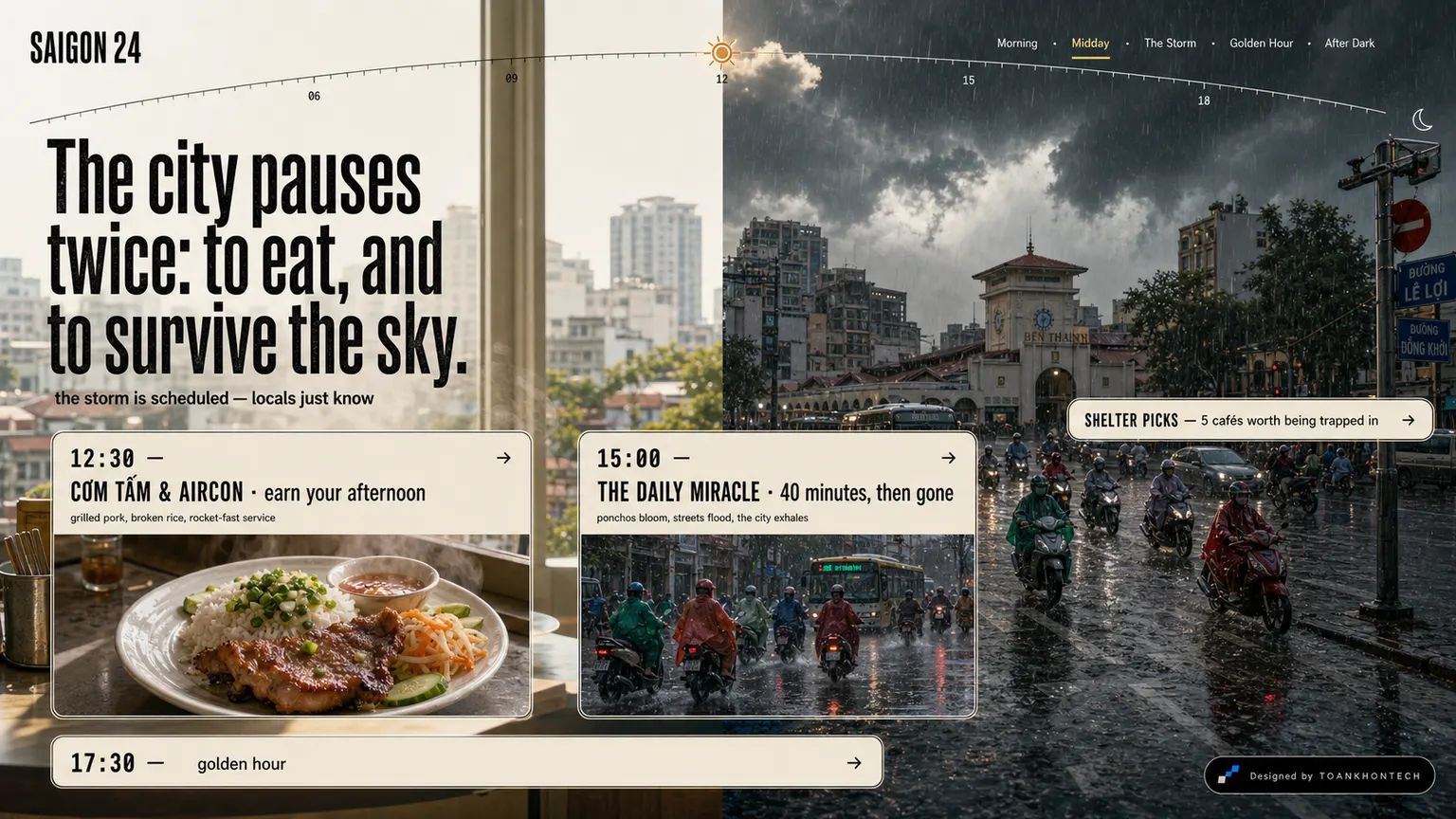 SAIGON 24 website concept artboard focused on midday