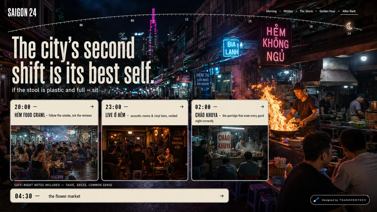 SAIGON 24 website concept artboard focused on afterdark