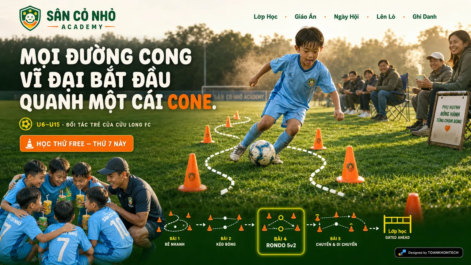 SÂN CỎ NHỎ ACADEMY opening interface — an education programme website