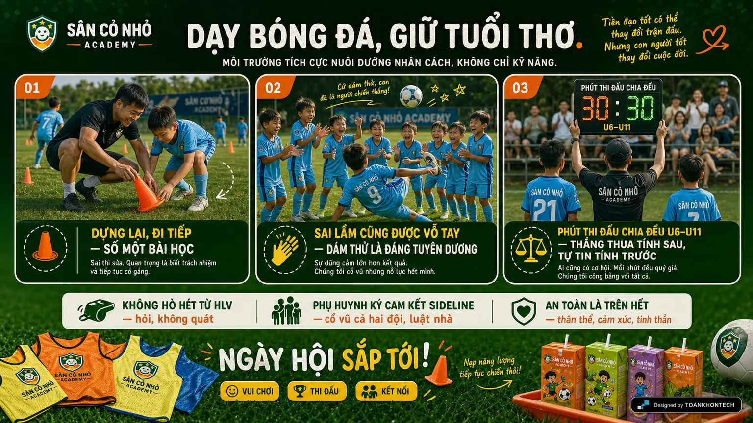 SÂN CỎ NHỎ ACADEMY website concept artboard focused on method