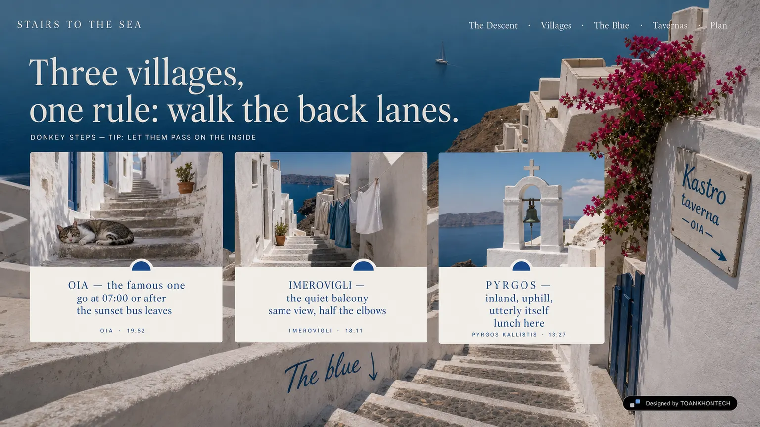 STAIRS TO THE SEA website concept artboard focused on villages