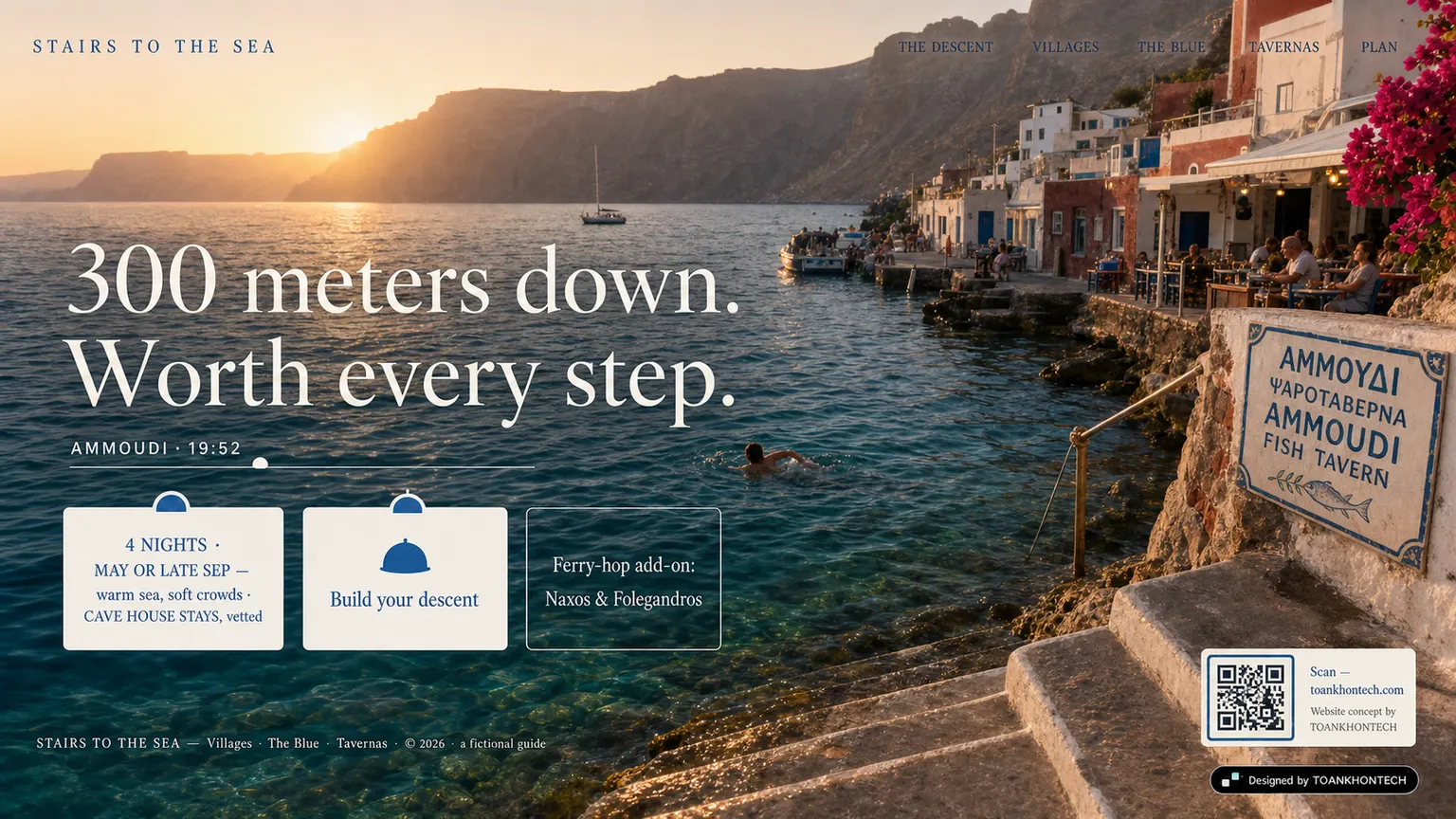 STAIRS TO THE SEA website concept artboard focused on closing invitation
