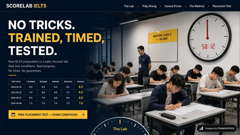 SCORELAB IELTS — No tricks. Trained, timed, tested.