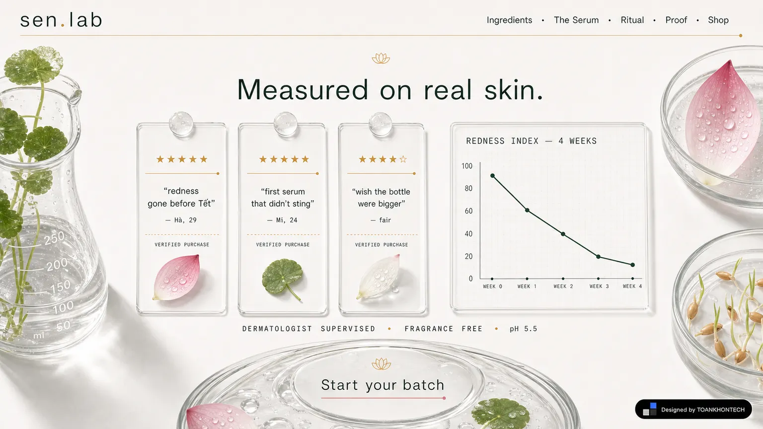 sen.lab website concept artboard focused on proof