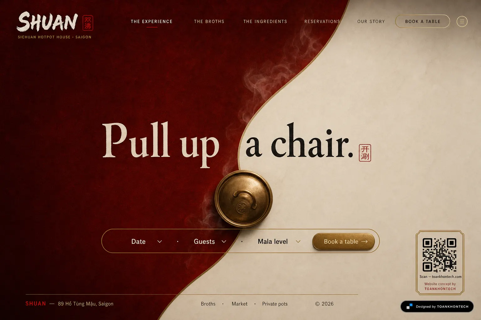 SHUAN website concept artboard focused on closing invitation