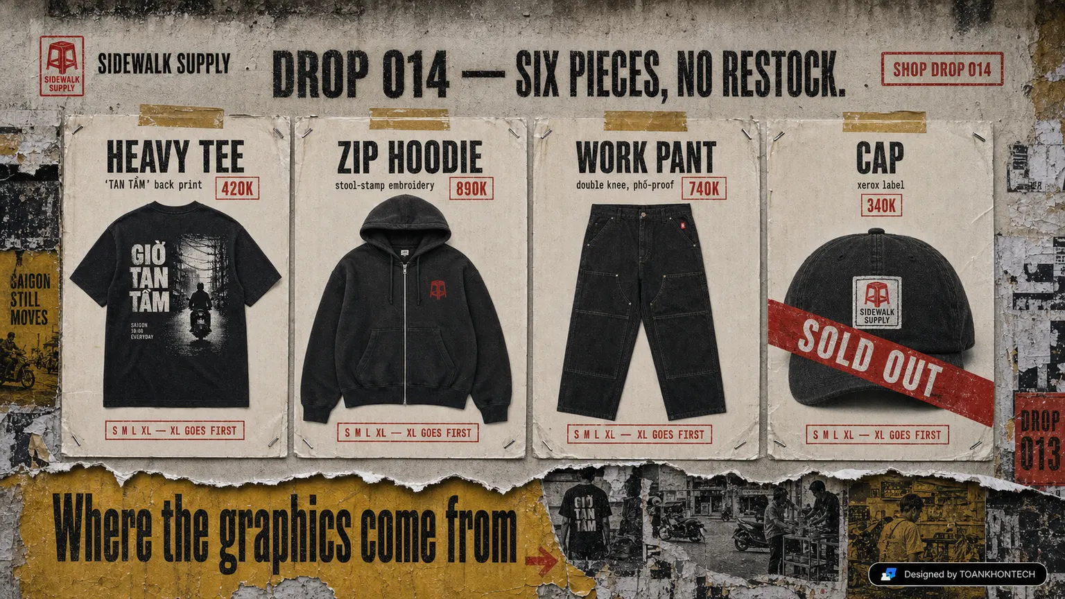SIDEWALK SUPPLY website concept artboard focused on drop