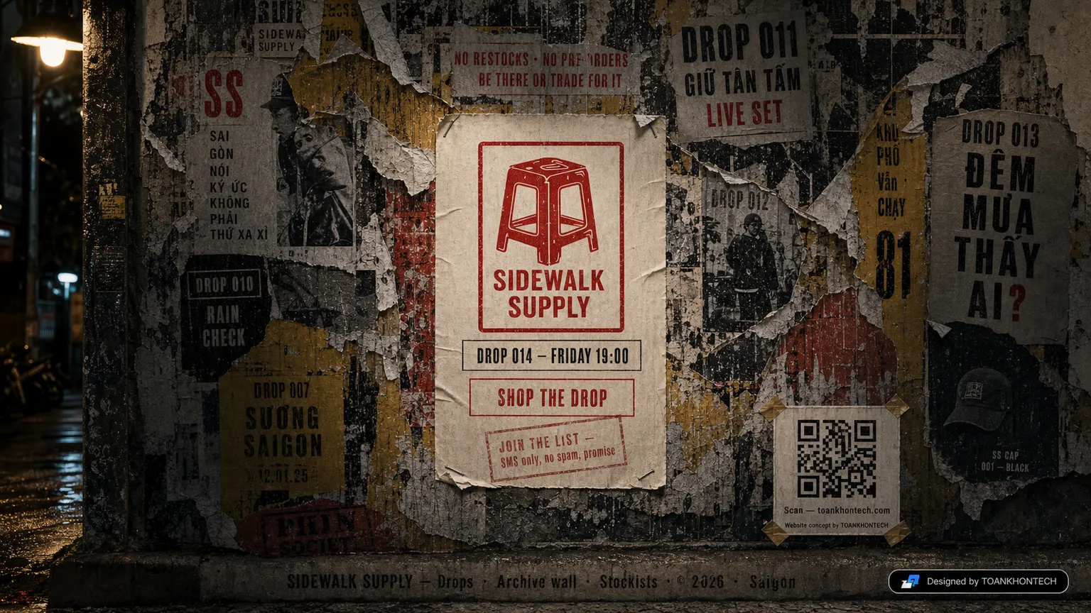 SIDEWALK SUPPLY website concept artboard focused on closing invitation
