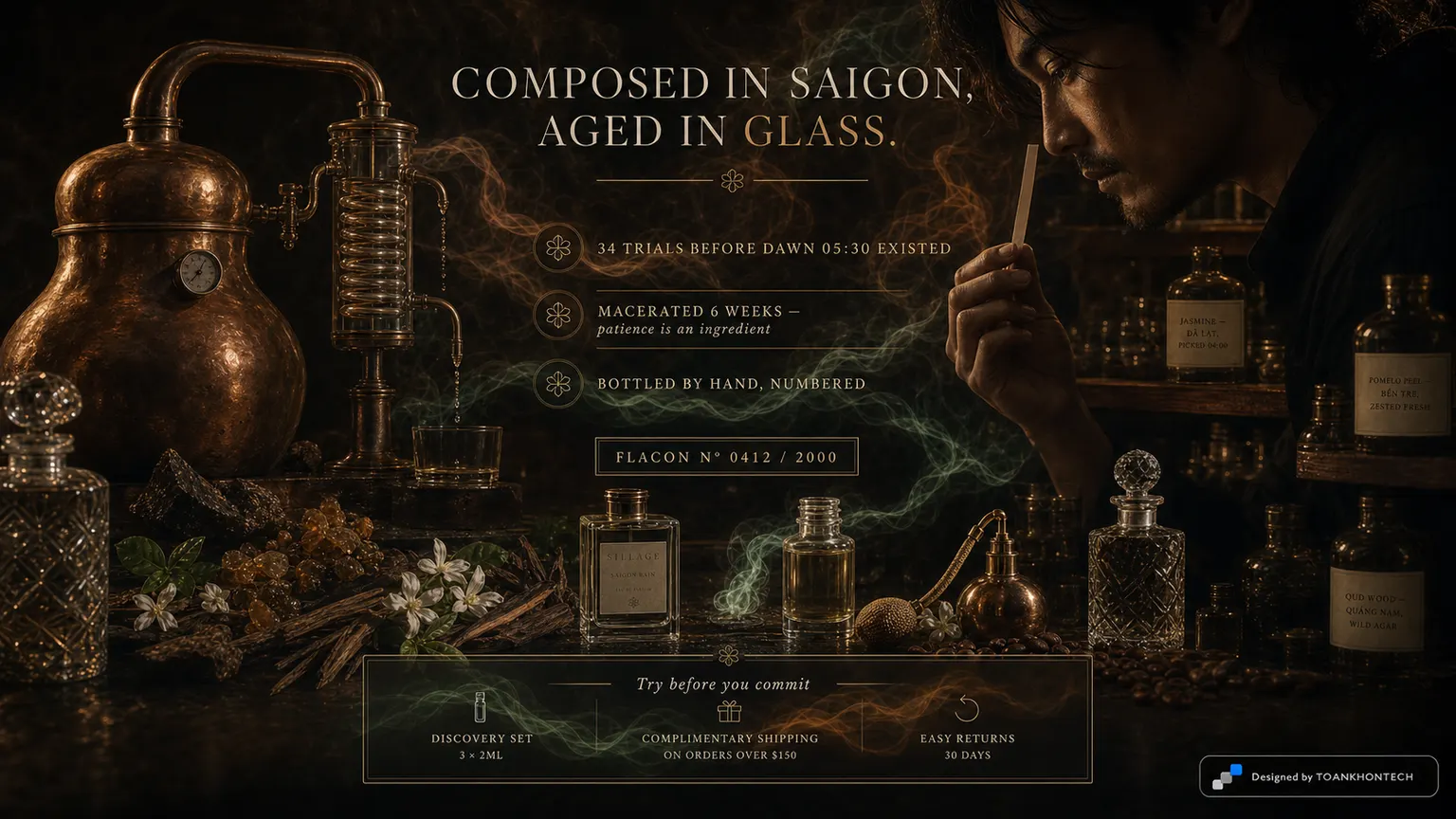 SILLAGE website concept artboard focused on craft