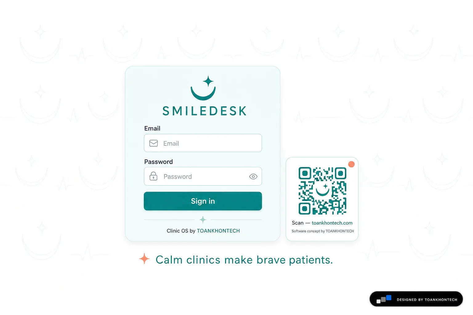 SMILEDESK website concept artboard focused on access point