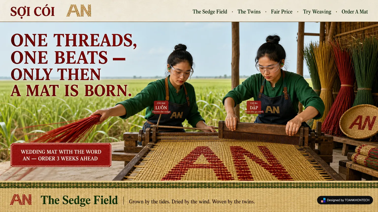 SỢI CÓI opening interface — a craft and artisan brand website