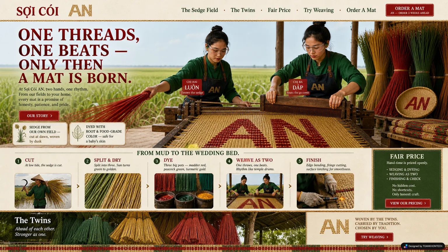 SỢI CÓI website concept artboard focused on making process