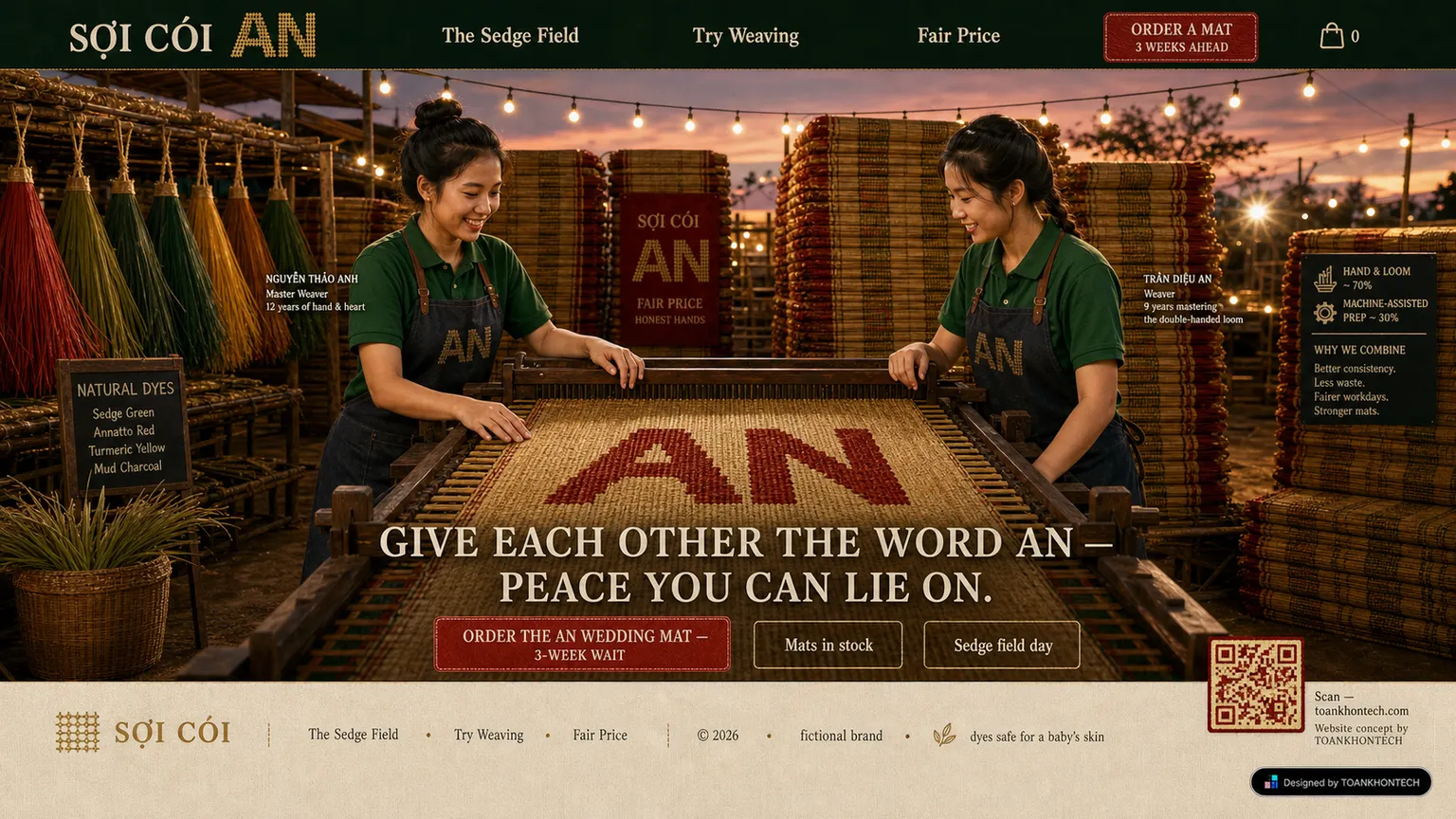 SỢI CÓI website concept artboard focused on closing invitation