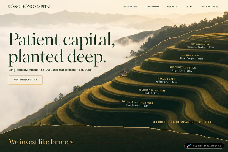 Sông Hồng Capital — Long-term investment · $840M under management · est. 2009.