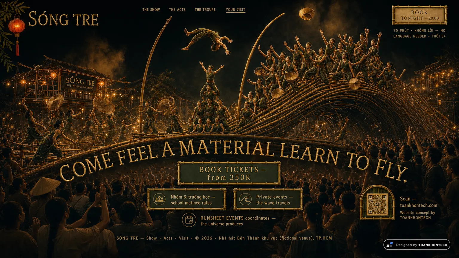 SÓNG TRE website concept artboard focused on closing invitation