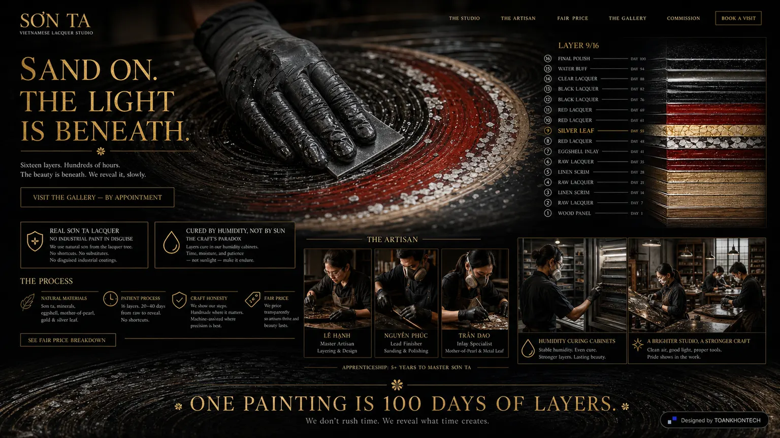 SƠN TA website concept artboard focused on making process