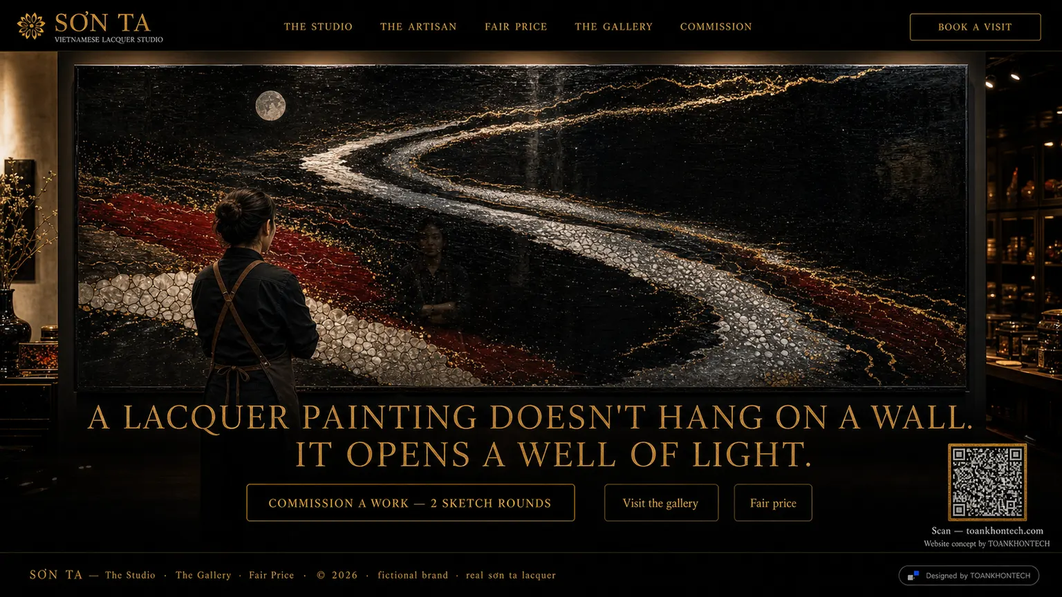 SƠN TA website concept artboard focused on closing invitation