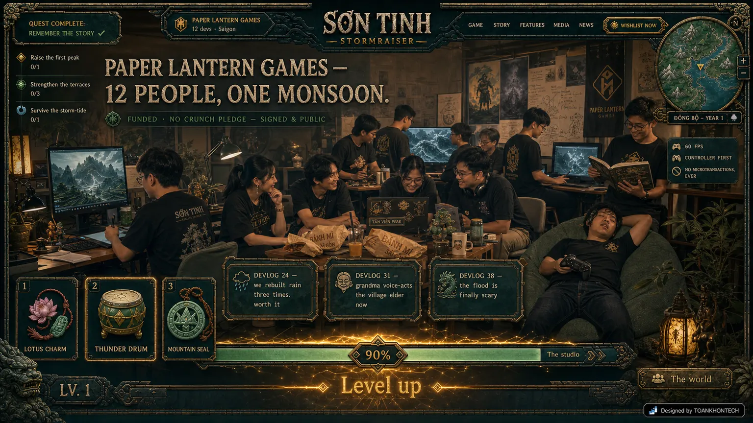 SƠN TINH — STORMRAISER website concept artboard focused on studio