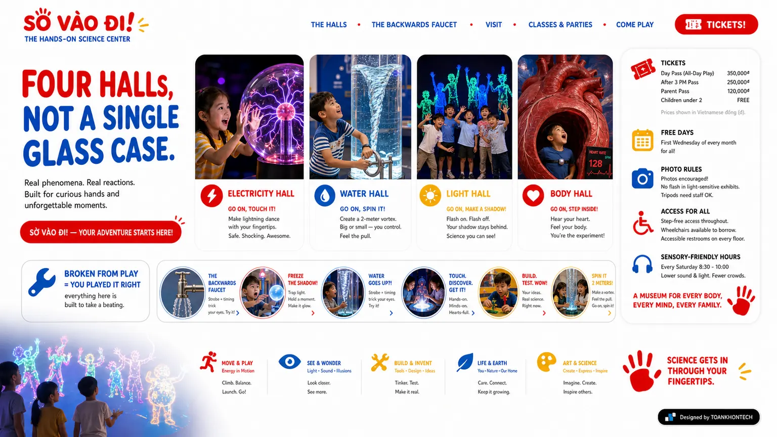 SỜ VÀO ĐI! website concept artboard focused on visitor space