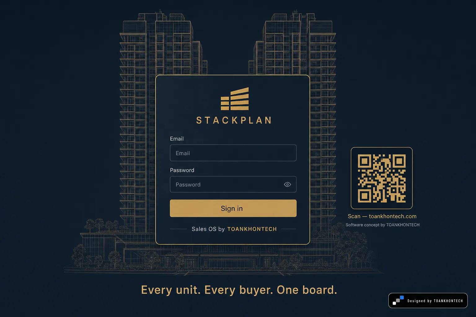 STACKPLAN website concept artboard focused on access point