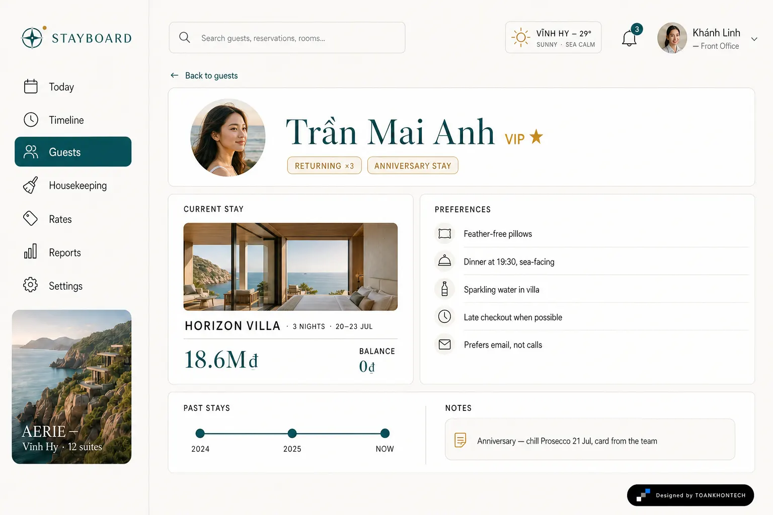 STAYBOARD website concept artboard focused on guest