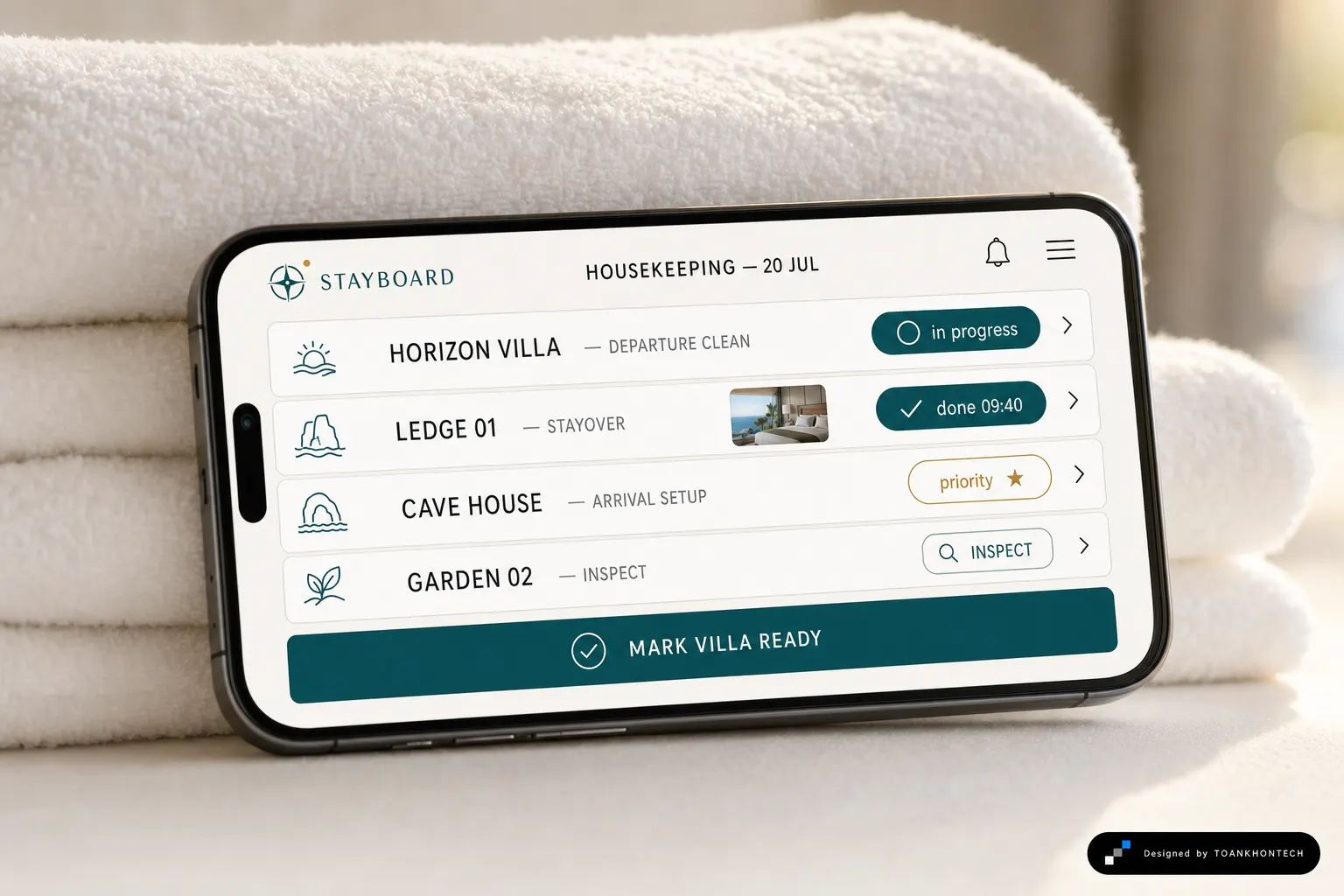 STAYBOARD website concept artboard focused on field handoff