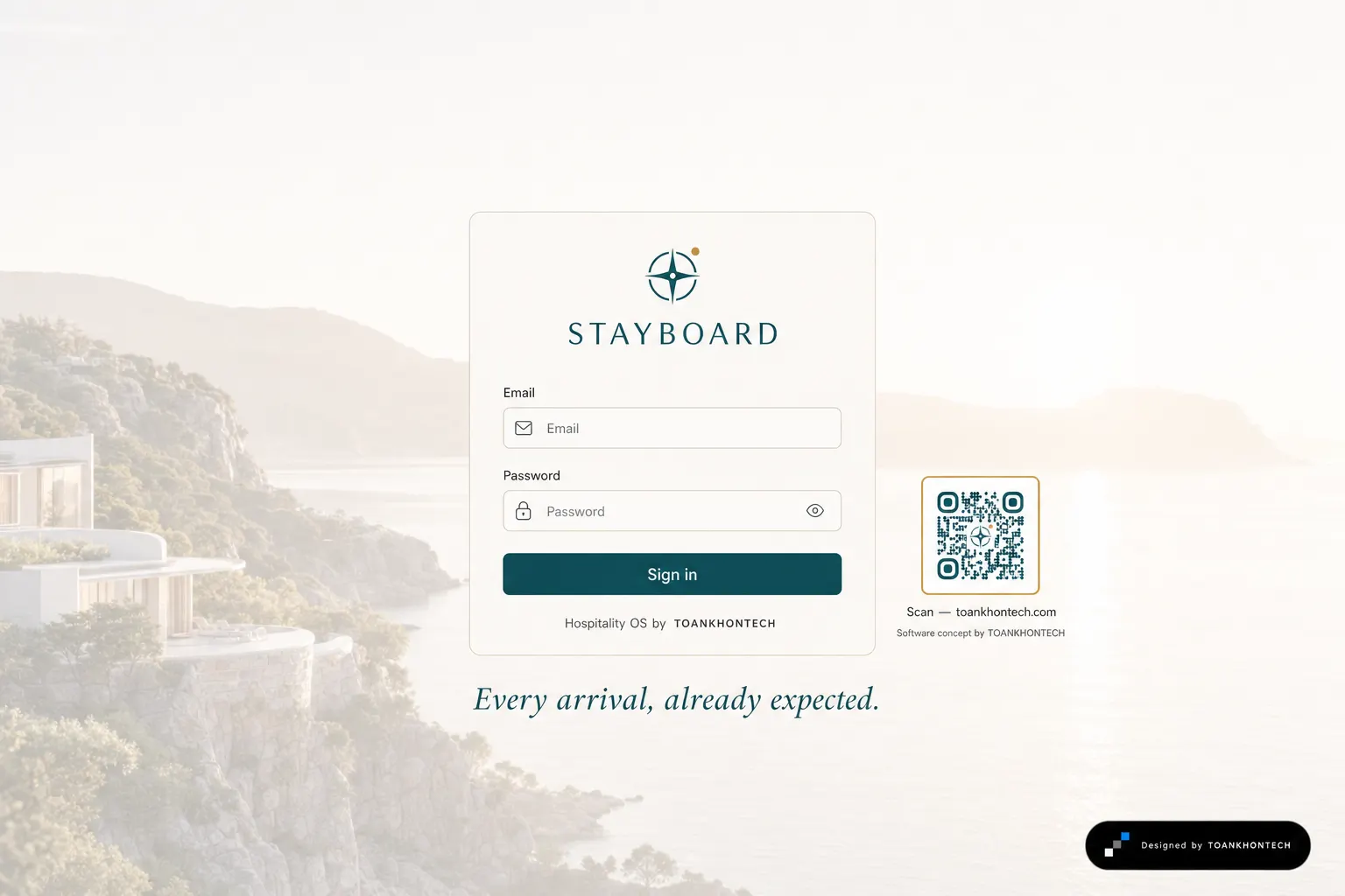 STAYBOARD website concept artboard focused on access point