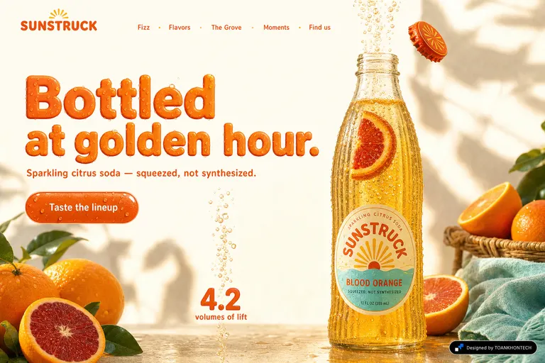 SUNSTRUCK — Sparkling citrus soda — squeezed, not synthesized.