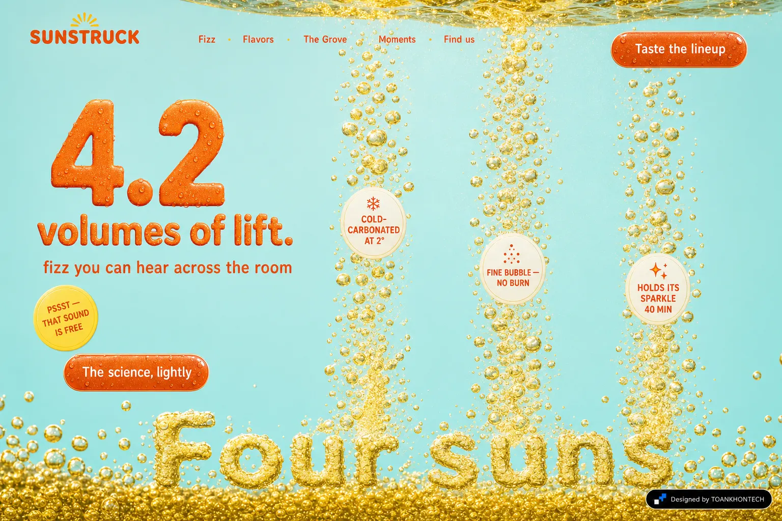SUNSTRUCK website concept artboard focused on fizz