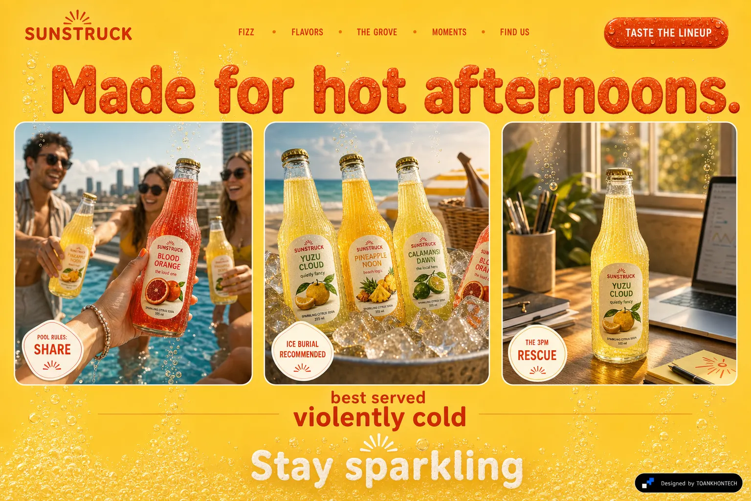 SUNSTRUCK website concept artboard focused on moments