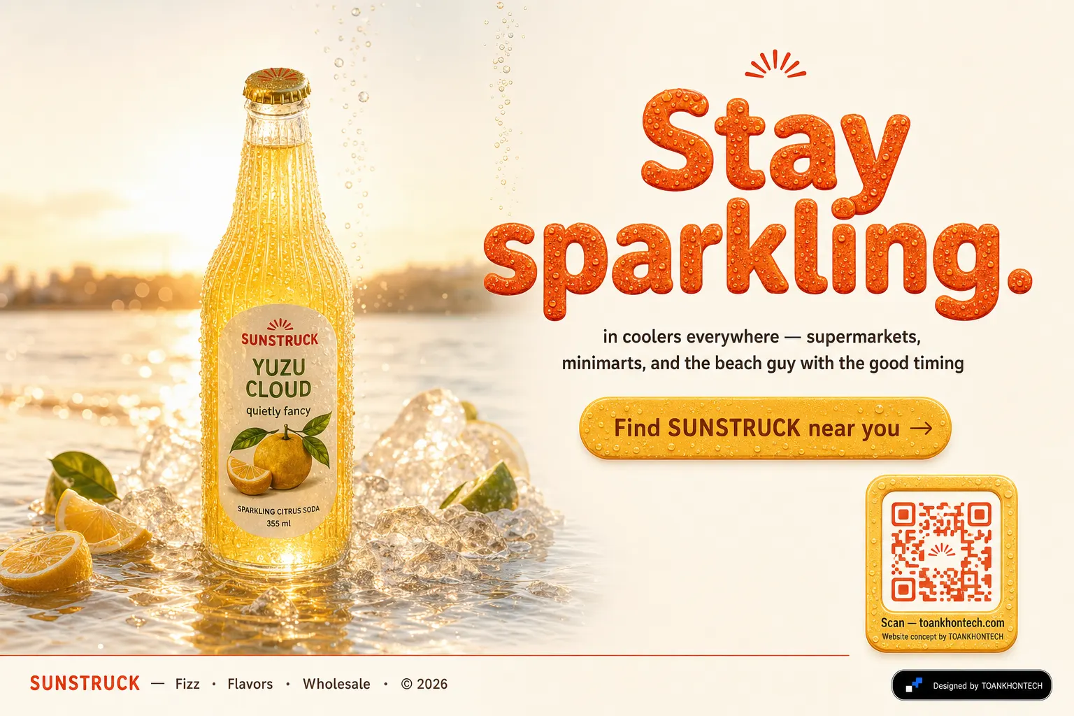 SUNSTRUCK website concept artboard focused on closing invitation