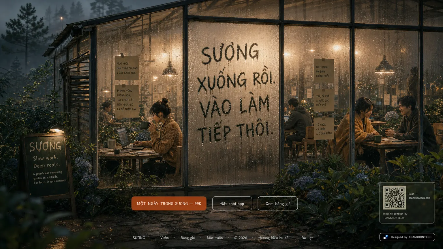 SƯƠNG website concept artboard focused on closing invitation
