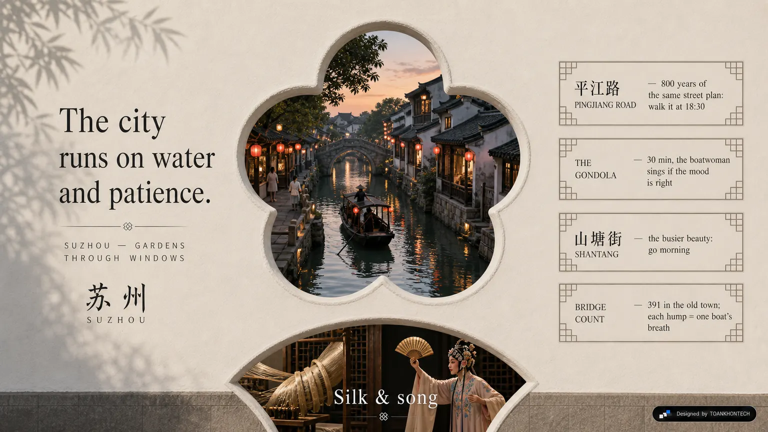 苏州 — GARDENS THROUGH WINDOWS website concept artboard focused on canals