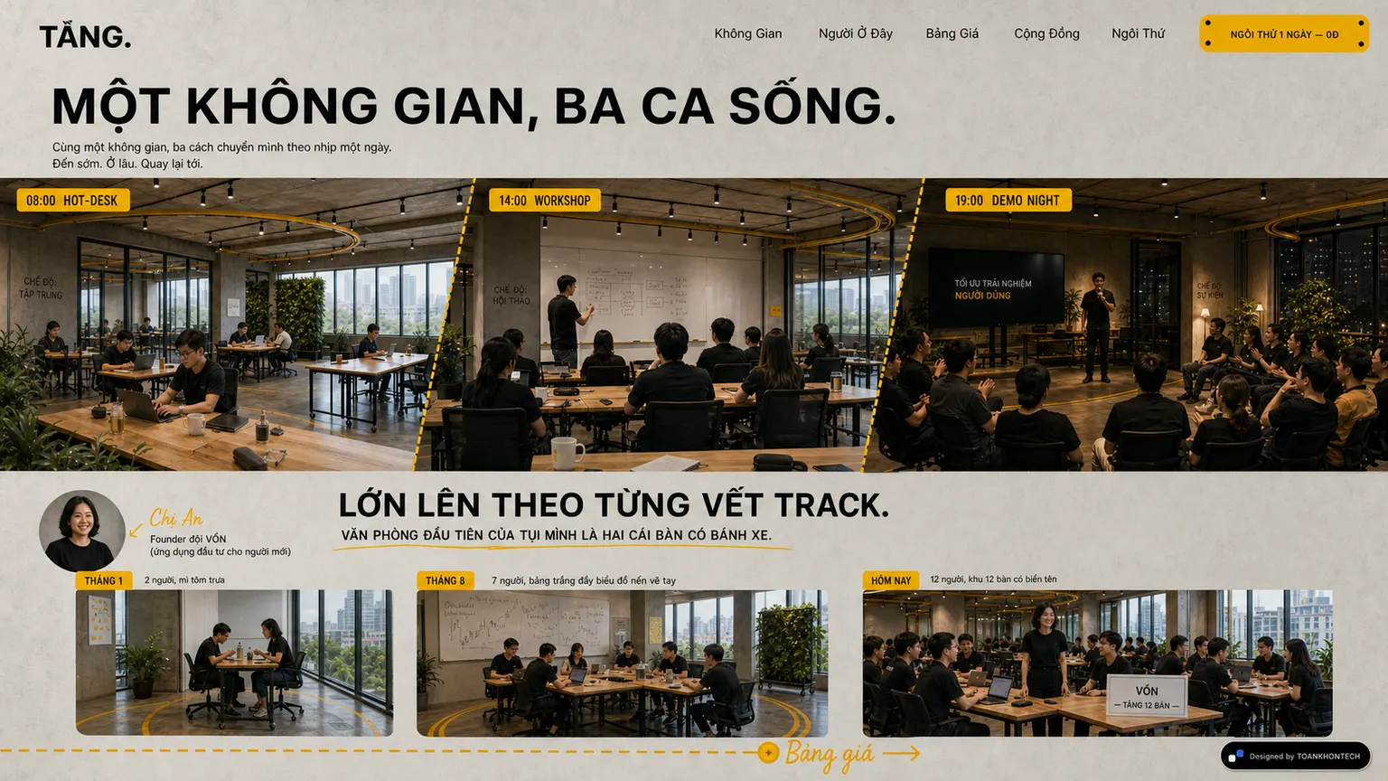 TĂNG. website concept artboard focused on onemember