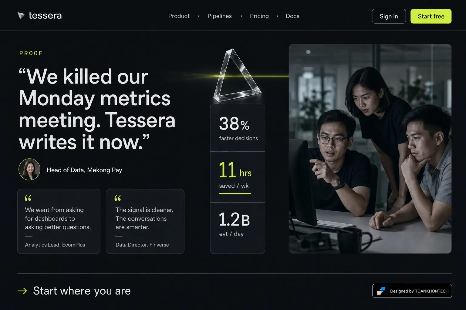 tessera website concept artboard focused on proof