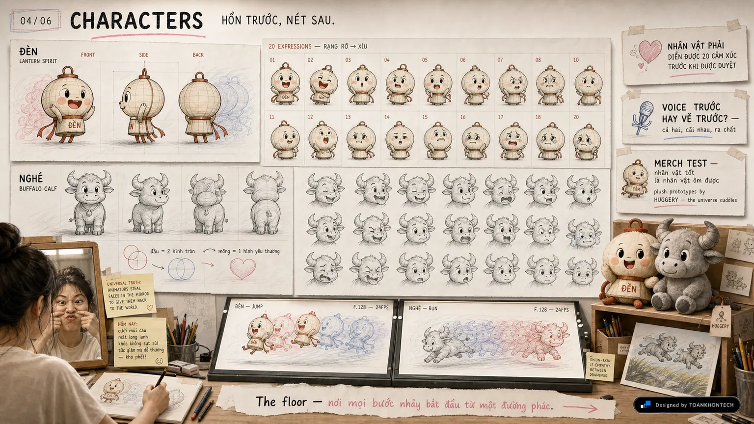THỔI HỒN ANIMATION website concept artboard focused on characters