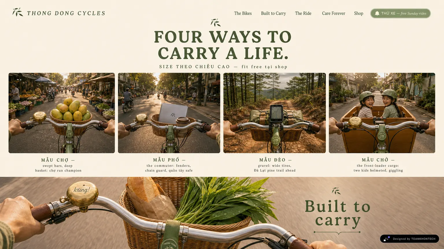 THONG DONG CYCLES website concept artboard focused on thebikes