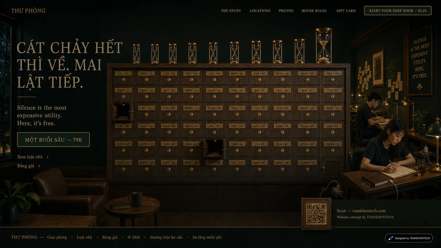 THƯ PHÒNG website concept artboard focused on closing invitation