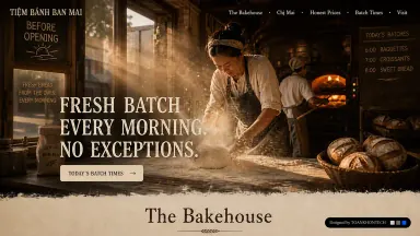 TIỆM BÁNH BAN MAI — Fresh batch every morning. No exceptions.