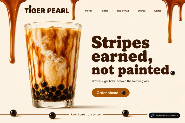 TIGER PEARL — Brown-sugar boba, brewed the Taichung way.