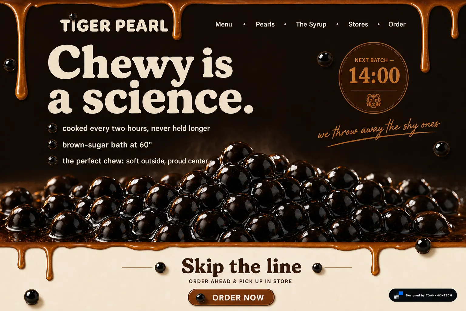 TIGER PEARL website concept artboard focused on pearls