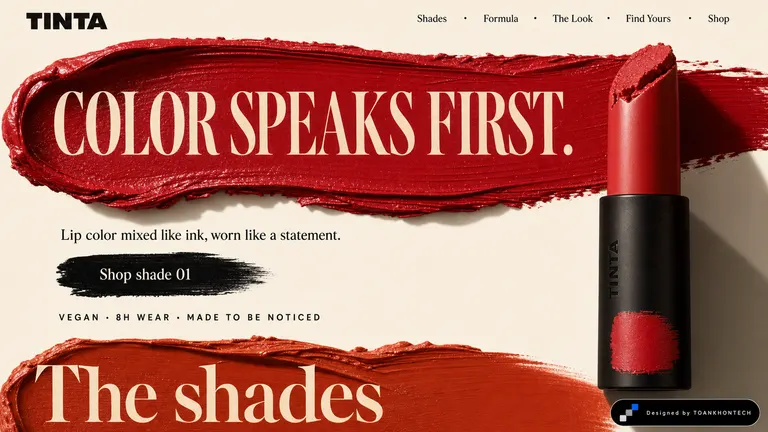 TINTA — Lip color mixed like ink, worn like a statement.
