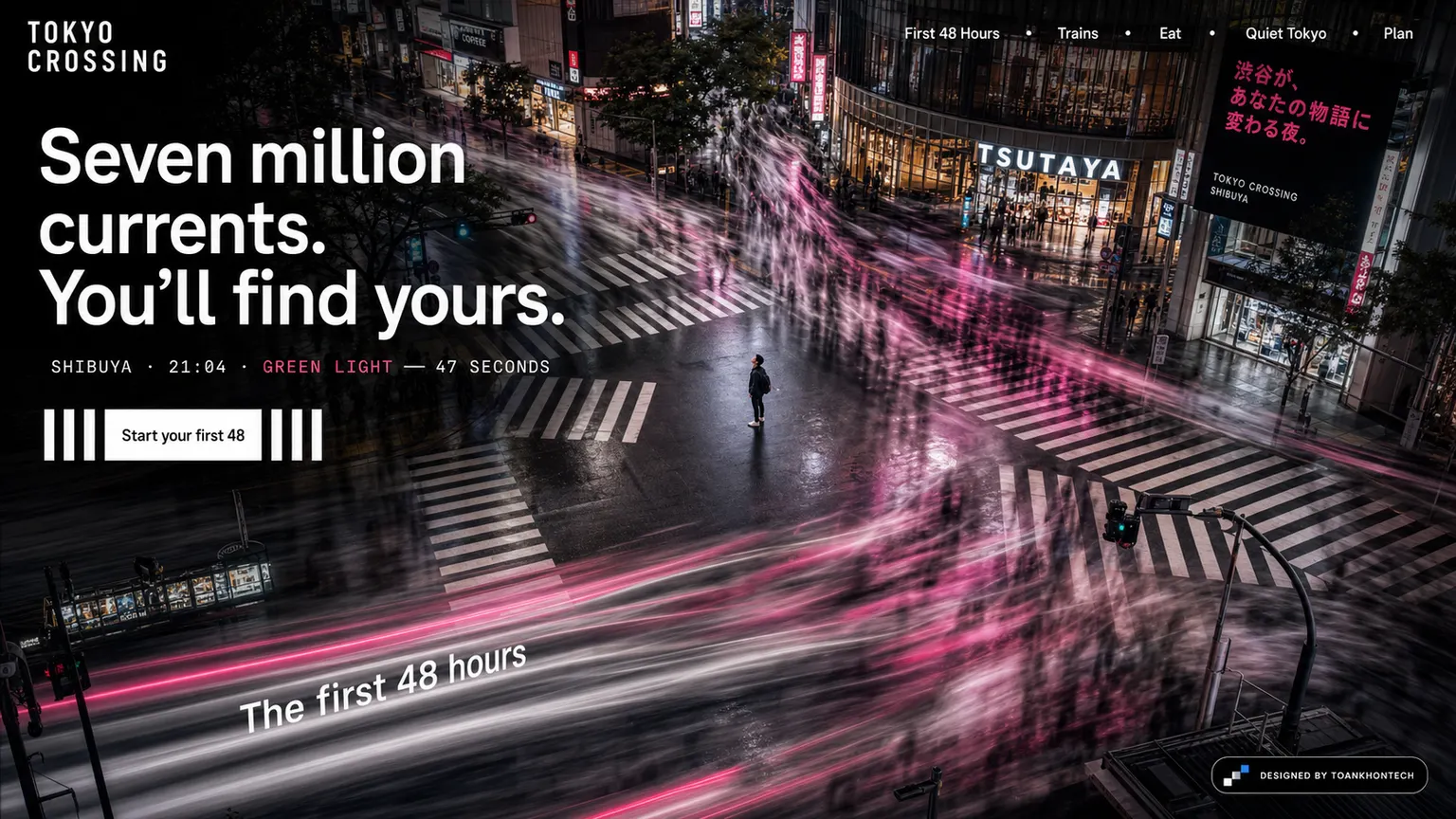TOKYO CROSSING opening interface — a destination and hospitality platform